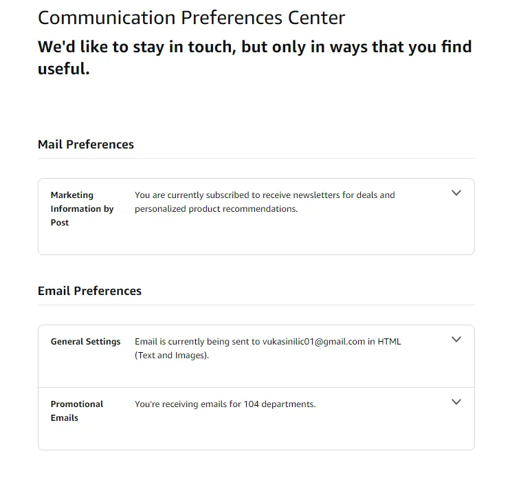 Change Amazon Email Preferences